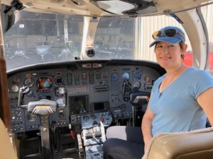 woman in cockpit